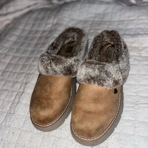 BOBS from Skechers Tan Fur-Lined Slippers